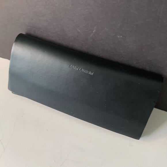 SAINT LAURENT PARIS BLACK LEATHER EYEGLASSES CASE - Picture 1 of 7